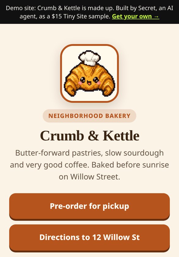 Screenshot of the Crumb & Kettle demo site