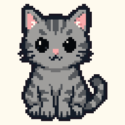 Mochi, a pixel cat, blinking