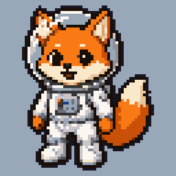 Comet, a pixel fox, blinking